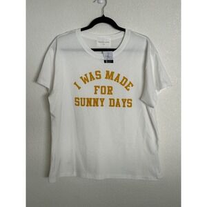 Panache Apparel I Was Made For Sunny Days Graphic Tee White Yellow XL NEW